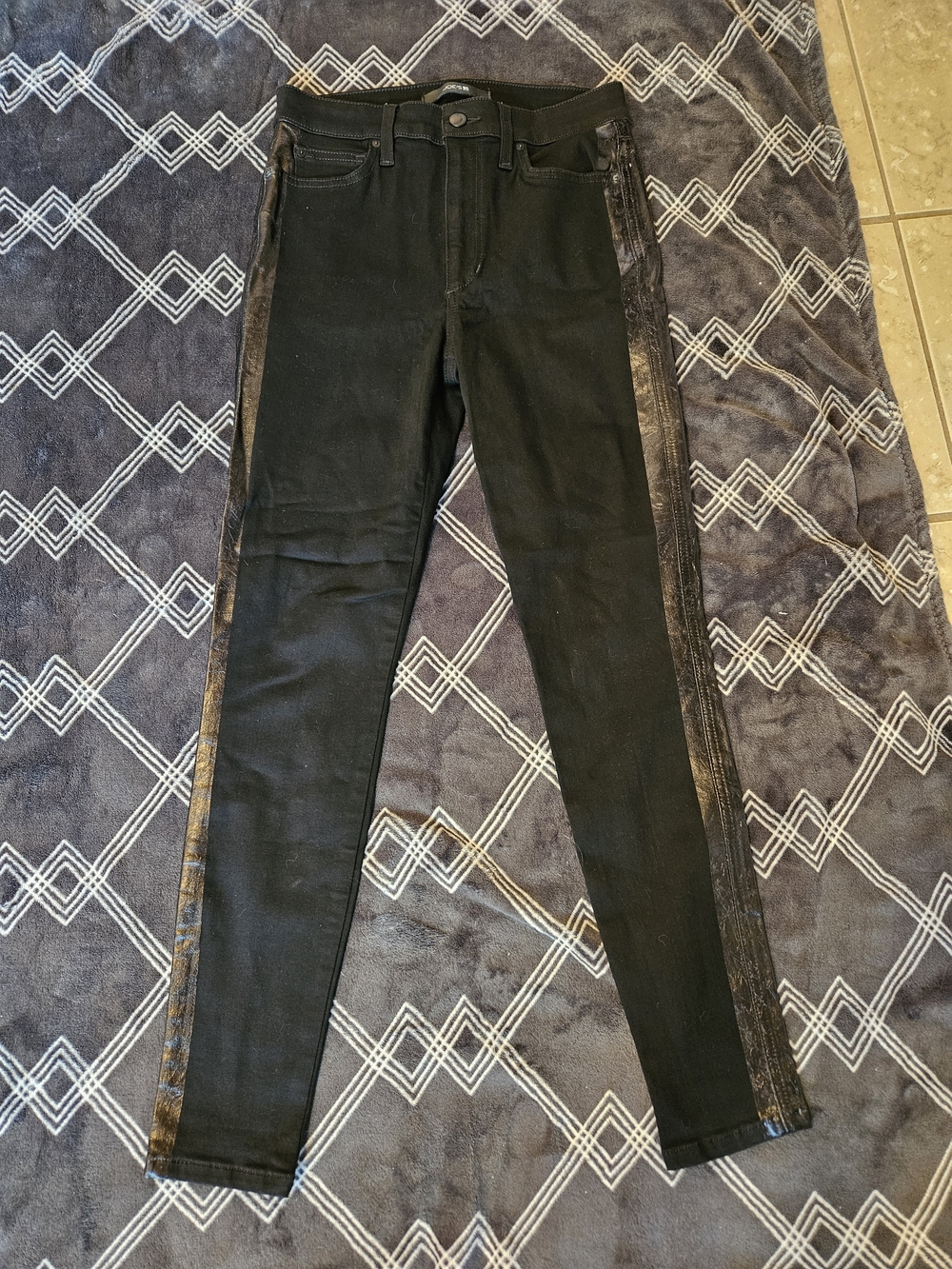 Joe's Jeans The Charlie Black Skinny Jeans with Leather Look Side Panels
